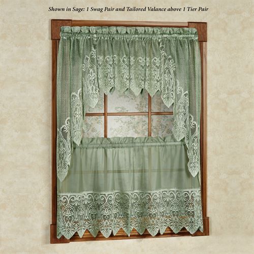Valerie Macrame Sheer Tier Window Treatment Intended For Traditional Tailored Tier And Swag Window Curtains Sets With Ornate Flower Garden Print (View 15 of 30)