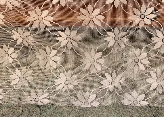 Vintage Soviet Window Curtains – White Tulle Lace Curtain With Floral  Designs – Retro Wedding Decor  Russian Decorative Romantic Home Decor Intended For Marine Life Motif Knitted Lace Window Curtain Pieces (Photo 28 of 48)