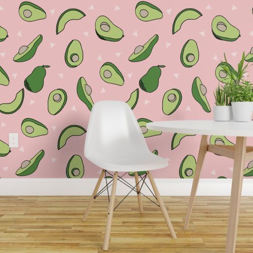 Wallpaper Avocados Fabric // Avocado Fruit And Veggies Fabricandrea  Lauren – Pink With Window Curtains Sets With Colorful Marketplace Vegetable And Sunflower Print (Photo 20 of 30)