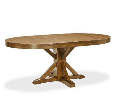 Well Known Gray Wash Benchwright Pedestal Extending Dining Tables Regarding Benchwright Extending Pedestal Dining Table, Alfresco Brown (Photo 1 of 30)