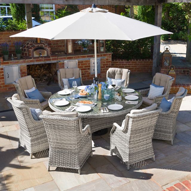 Well Liked Thalia Dining Tables With Regard To Nova Rattan Garden Furniture Oyster 8 Seat  (View 20 of 30)