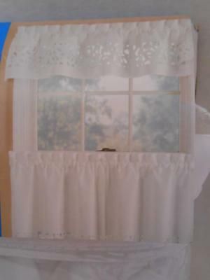 White 3 Piece Kitchen Curtains Valance & Tiers Cafe Curtains With Regard To Solid Microfiber 3 Piece Kitchen Curtain Valance And Tiers Sets (Photo 13 of 50)