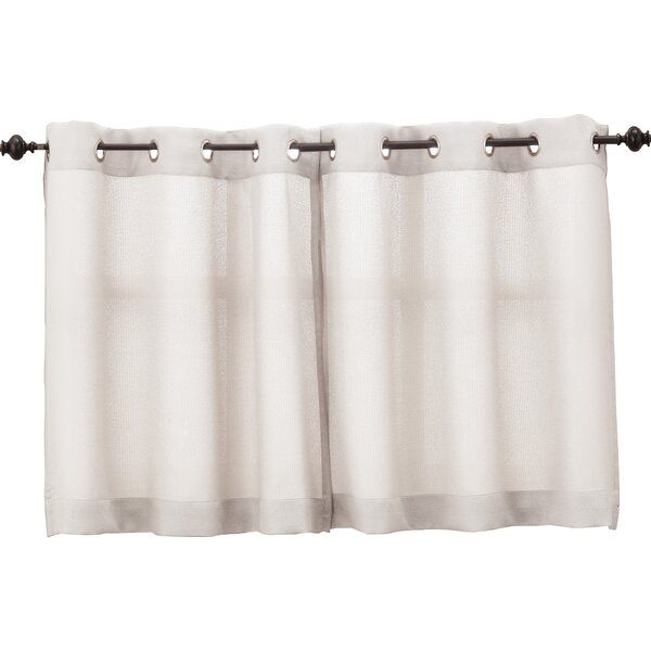 White Eyelet Cafe Curtains | Wayfair For White Tone On Tone Raised Microcheck Semisheer Window Curtain Pieces (View 26 of 46)