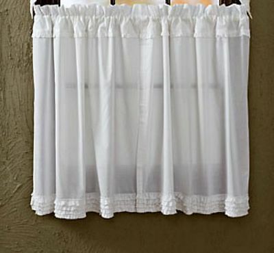 White Ruffled Sheer Cotton Country/primitive Window Cafe Inside White Ruffled Sheer Petticoat Tier Pairs (Photo 17 of 30)
