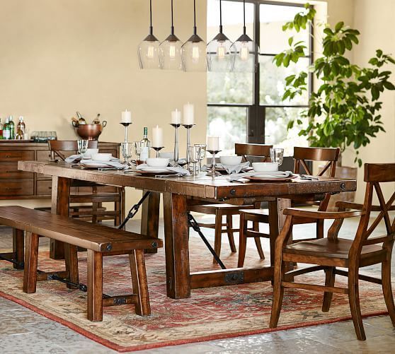 Widely Used Benchwright Extending Dining Table, Rustic Mahogany In 2019 Regarding Rustic Mahogany Benchwright Pedestal Extending Dining Tables (View 5 of 20)