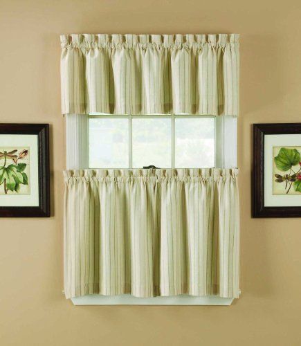 Window Accents Regatta Stripe Tier And Valance Set, 5836 With Regard To Window Curtain Tier And Valance Sets (View 12 of 50)