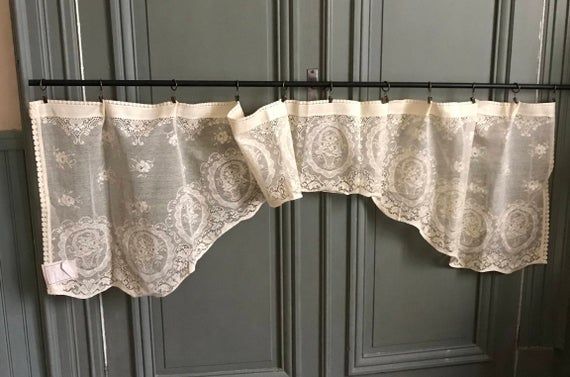 Window Swag Panel ~ Curtain Panel Vintage Design Scottish Cotton Lace  Valance Cafe Curtain Nottingham Lace 78" X 24" Regarding Cotton Lace 5 Piece Window Tier And Swag Sets (Photo 48 of 50)