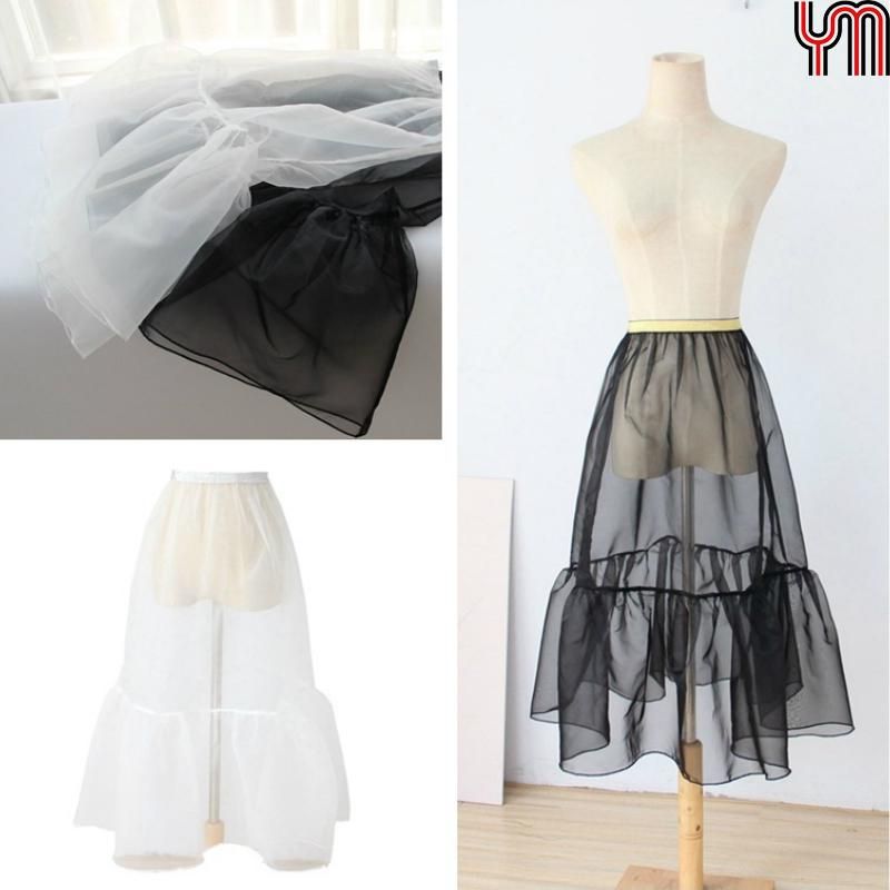 Women Fishtail Tulle Skirt Ruffle Mesh Sheer Underskirt Petticoat Organza  Flounced Brim Gauze Skirts Pertaining To White Ruffled Sheer Petticoat Tier Pairs (View 12 of 30)