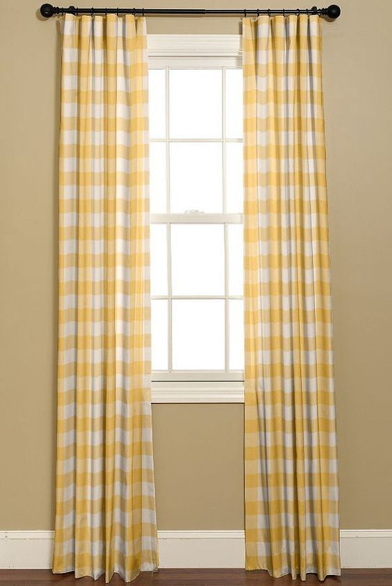 Yellow And White Buffalo Check Curtains (View 24 of 30)