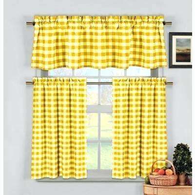 Yellow Gingham Curtains – Sonderflat.co With Regard To Twill 3 Piece Kitchen Curtain Tier Sets (Photo 42 of 42)