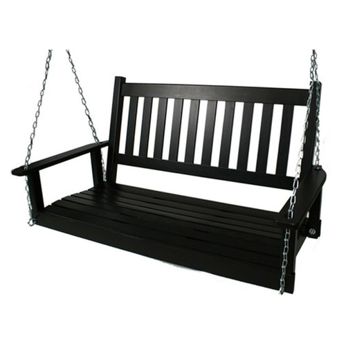 2 Person Black Wood Outdoor Swing Within 2 Person Black Wood Outdoor Swings (Photo 1 of 20)