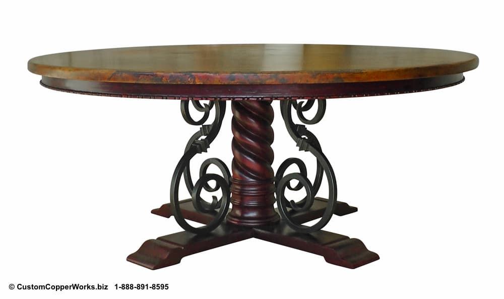 2019 Black Top  Large Dining Tables With Metal Base Copper Finish In Copper Top Round Table Top Wood, Forged Iron, Pedestal Mia (View 4 of 20)