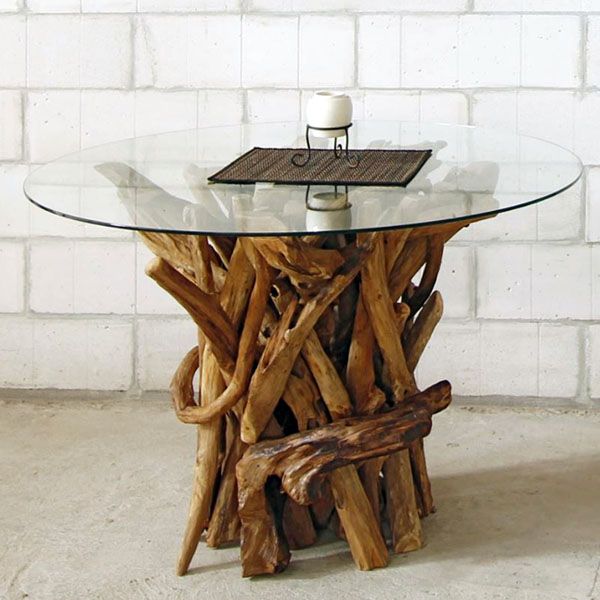 2019 Negara Round Reclaimed Teak Root Glass Topped Dining Table Within Round Dining Tables With Glass Top (View 10 of 20)