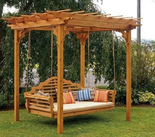 25 Beautifully Inspiring Diy Backyard Pergola Designs For With Regard To A4 Ft Cedar Pergola Swings (Photo 1 of 20)