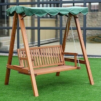2perple Home Outdoor Patio Larch Canopy Wooden Loveseat Inside Garden Leisure Outdoor Hammock Patio Canopy Rocking Chairs (Photo 17 of 20)