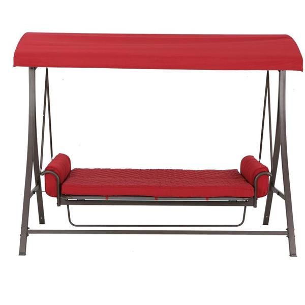 3 Person Red Futon Swing | Lowe's Canada Pertaining To 3 Person Red With Brown Powder Coated Frame Steel Outdoor Swings (Photo 3 of 20)