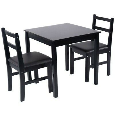 3 Pieces Dining Table Chairs Set Kitchen Restaurant Furniture Pine Wood  Dinette (Photo 10 of 21)