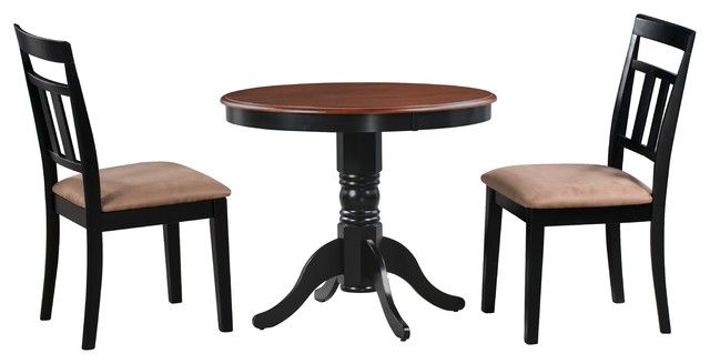 3 Pieces Dining Tables And Chair Set For Trendy 36" Brookline Small Kitchen Table And Chairs Set 3 Piece Set, Microfiber (View 15 of 21)