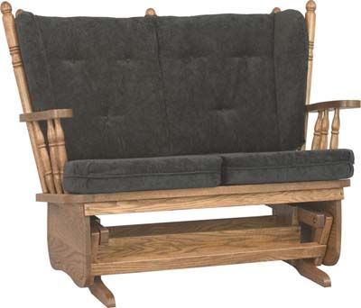 4 Post Low Back Loveseat | Indiana Amish Glider Rocker With Regard To Low Back Glider Benches (Photo 19 of 20)