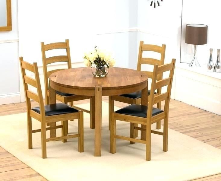 4 Seater Round Wooden Dining Tables With Chrome Legs Pertaining To Recent Round Dining Table For 4 Modern Motivate Set Graphics (View 15 of 20)