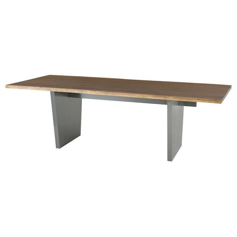 96" L Otis Dining Table Seared Solid Oak Top Brushed Stainless Steel Base (Photo 14 of 20)
