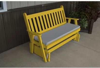 A & L Furniture Co. Yellow Pine 4' Traditional English Glider – Ships Free  In 5 7 Business Days With Traditional English Glider Benches (Photo 8 of 20)