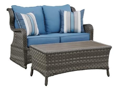 Abbots Court Collection P360 035 2 Piece Outdoor Loveseat In Outdoor Loveseat Gliders With Cushion (View 8 of 20)