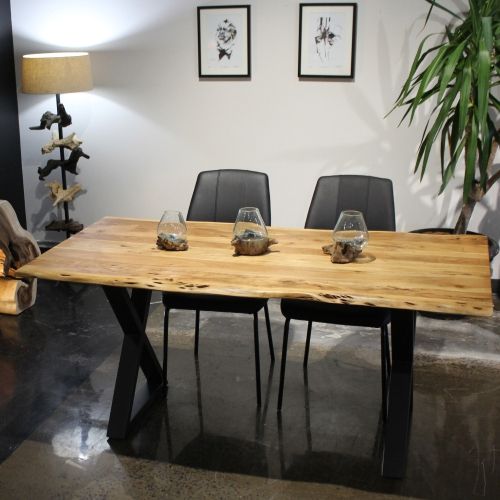 Acacia Live Edge 67'' Dining Table With Black X Legs Pertaining To Recent Acacia Dining Tables With Black X Legs (View 8 of 20)