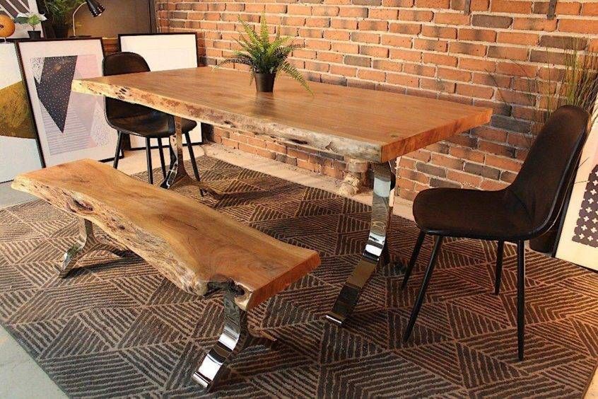 Acacia Top Dining Tables With Metal Legs For Favorite Amazing Natural Oak Dining Table And Chairs Outstanding Set (Photo 14 of 20)