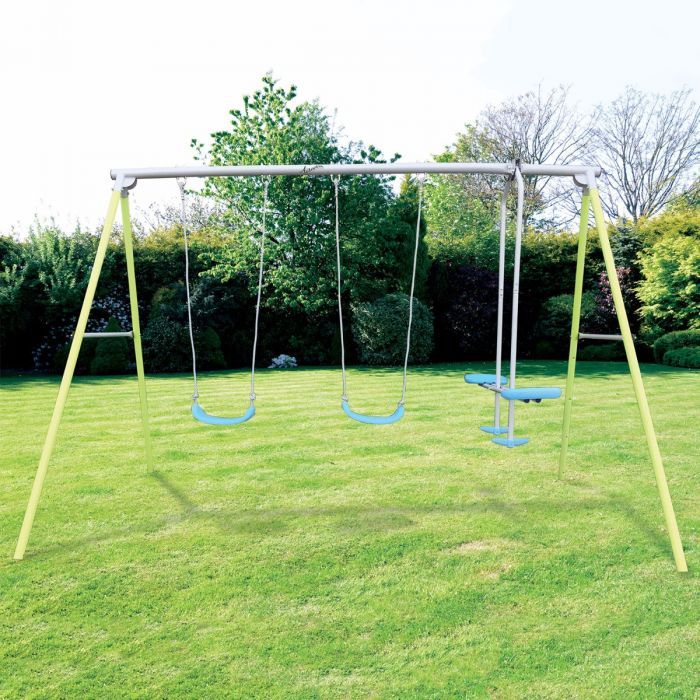 Airwave Kids Double Swing And Glider Playset Pertaining To Dual Rider Glider Swings With Soft Touch Rope (View 7 of 20)