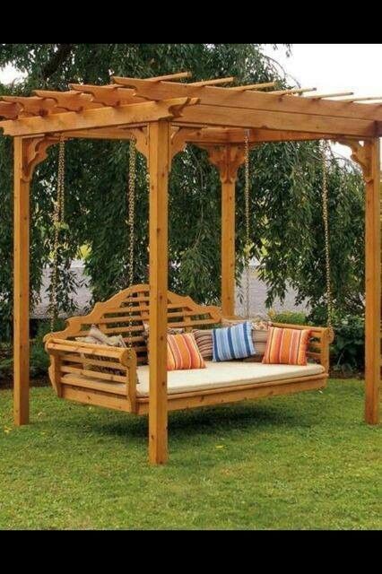 A&l Furniture Co. Cedar Pergola Swing Bed Stand | Garden In Pergola Porch Swings With Stand (Photo 12 of 20)