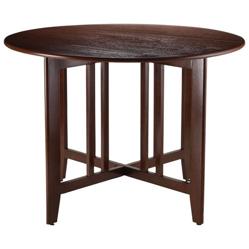Alamo Transitional 4 Seating Double Drop Leaf Round Casual Dining Table –  Antique Walnut Within Most Recently Released Transitional 4 Seating Drop Leaf Casual Dining Tables (Photo 3 of 20)
