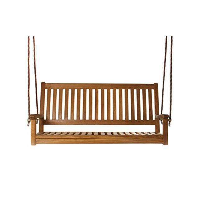 All Things Cedar Ts50 Hanging Natural Teak Oil Curved Back Renewable Wood  Swing For 3 Person Light Teak Oil Wood Outdoor Swings (Photo 2 of 20)