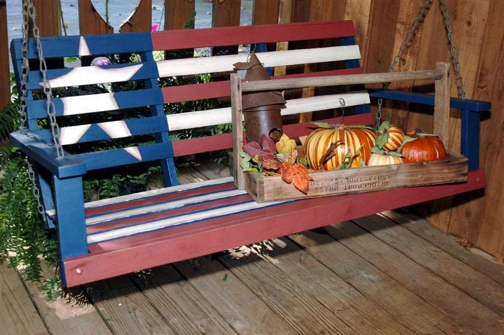 Americana Swing | Porch Garden, Thrift Store Crafts, Outdoor With American Flag Porch Swings (Photo 12 of 20)