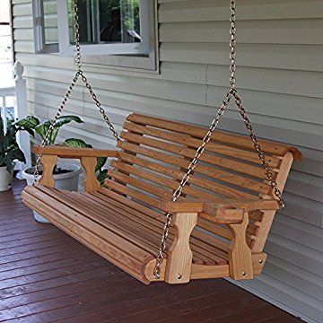 Amish Heavy Duty 800 Lb Roll Back 5ft. Treated Porch Swing For 5 Ft Cedar Swings With Springs (Photo 8 of 20)