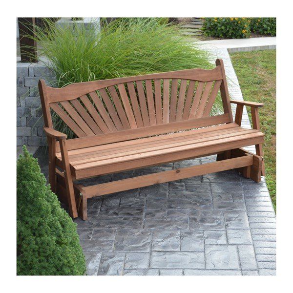 Amish Made Fanback Wooden Glider Bench – 5 Ft. Or 6 Ft. – Furniture Leisure With Regard To Fanback Glider Benches (Photo 2 of 20)