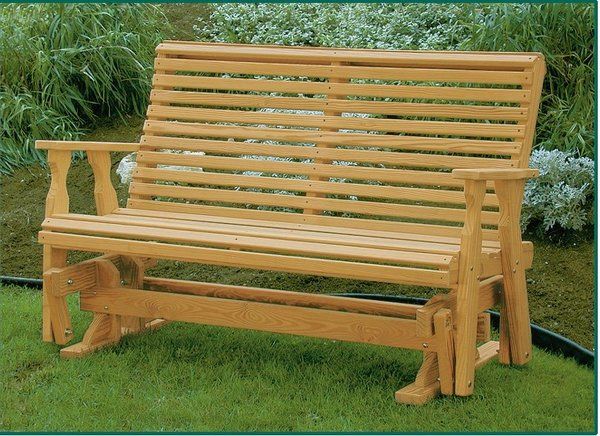Amish Pine Wood Roll Back Glider For Outdoor Patio Swing Glider Benches (Photo 17 of 20)