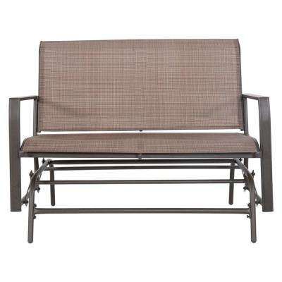 Amora 45 In. 2 Person Brown Steel Outdoor Glider For Aluminum Outdoor Double Glider Benches (Photo 9 of 20)