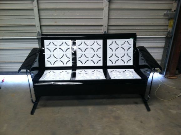 Antique Metal Glider – Piecrust Black And White Powdercoated In Black Steel Patio Swing Glider Benches Powder Coated (Photo 13 of 20)