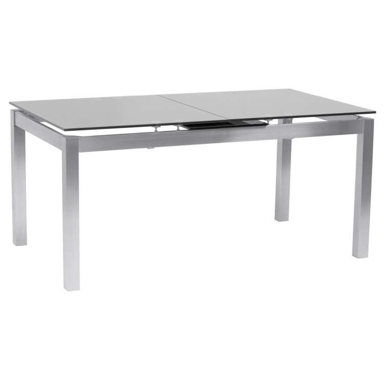 Armen Living Ivan Extension Dining Table In Brushed Intended For Latest Modern Glass Top Extension Dining Tables In Stainless (View 3 of 20)