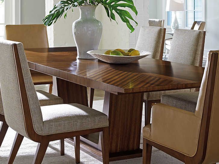 Atwood Transitional Rectangular Dining Tables Intended For Best And Newest Lexington Kitano Rich Brown Hazelnut 82'' Wide Rectangular Dining Table (View 16 of 20)