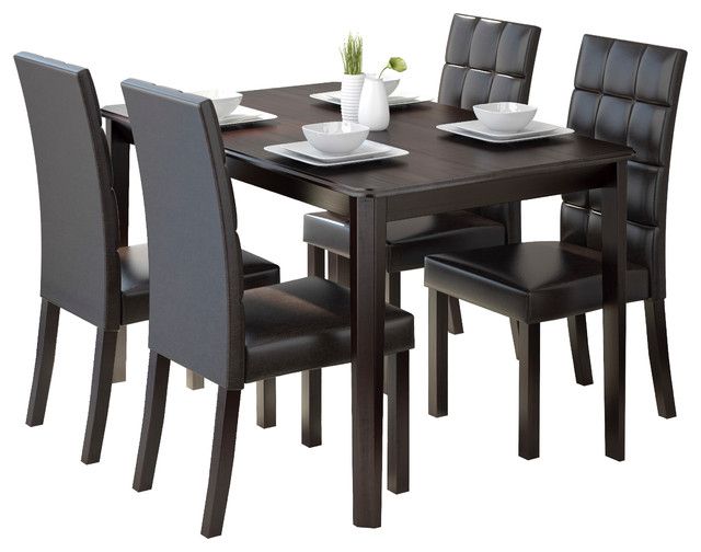 Atwood Transitional Rectangular Dining Tables Regarding 2019 Corliving Atwood 5 Piece Dining Set With Dark Brown Leatherette Seats (View 20 of 20)