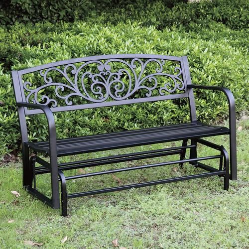Backyard Creations® Steel Scroll Glider Bench At Menards® Within Low Back Glider Benches (Photo 10 of 20)