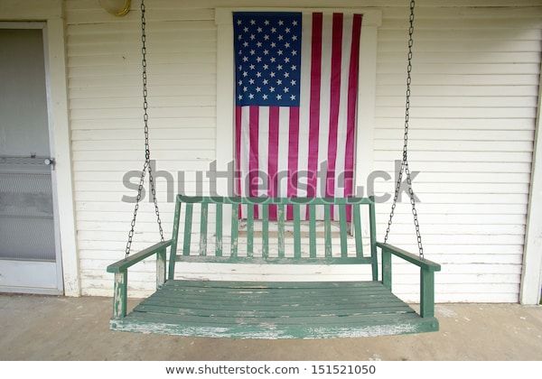 Barstow California Circa 2005 Old Swing Stock Photo (edit With American Flag Porch Swings (View 8 of 20)
