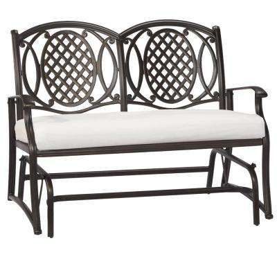 Belcourt Custom Metal Outdoor Glider With Cushions Included, Choose Your  Own Color Pertaining To Black Steel Patio Swing Glider Benches Powder Coated (Photo 20 of 20)