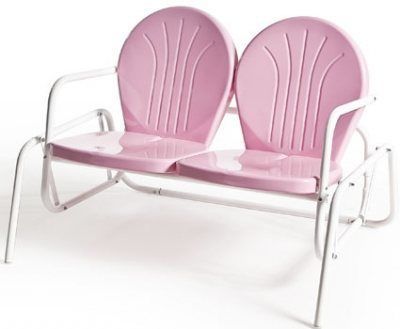 Bellaire Double Glider | Bellaire & Skylark | Vintage Pink In Outdoor Retro Metal Double Glider Benches (Photo 6 of 20)