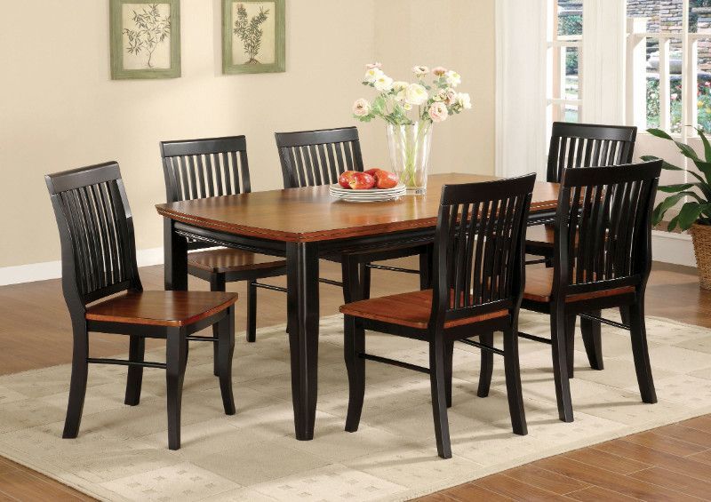 Best And Newest Cm3101t 7pc 7 Pc Earlham I Antique Black / Oak Finish Wood Within Antique Black Wood Kitchen Dining Tables (Photo 3 of 20)