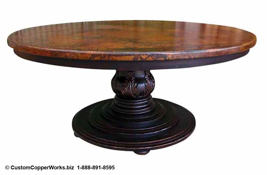 Black Top  Large Dining Tables With Metal Base Copper Finish For Current Copper Top Round Dining Table, Christina Pedestal Wood Base (Photo 14 of 20)