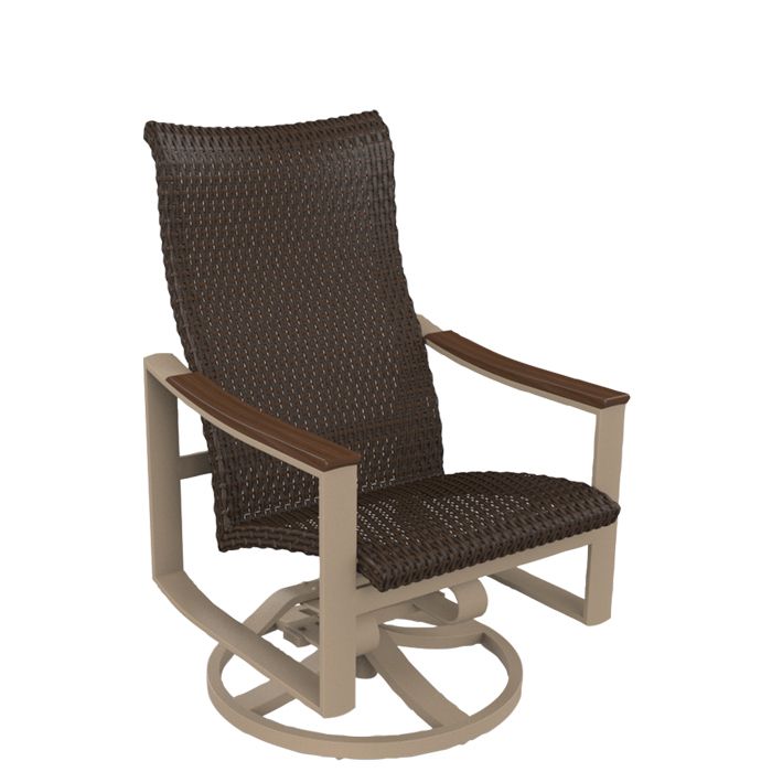 Brazo Woven High Back Swivel Rocker | Outdoor Patio Inside Woven High Back Swivel Chairs (View 5 of 20)