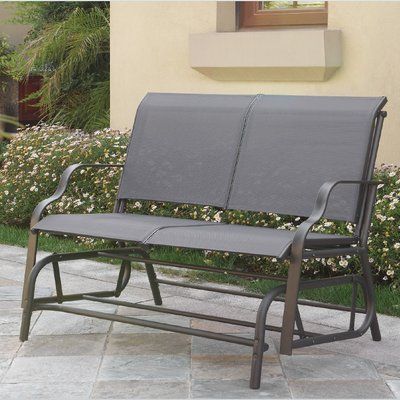 Callen 49″ Outdoor Patio Swing Glider Bench | Outdoor In Black Steel Patio Swing Glider Benches Powder Coated (View 11 of 20)